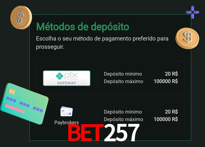 O cassino bet257 oferece uma grande variedade de métodos de pagamento